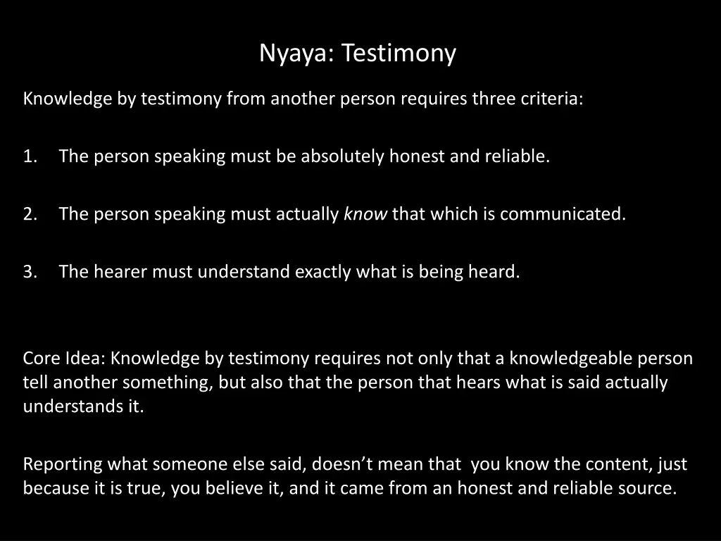 nyaya testimony
