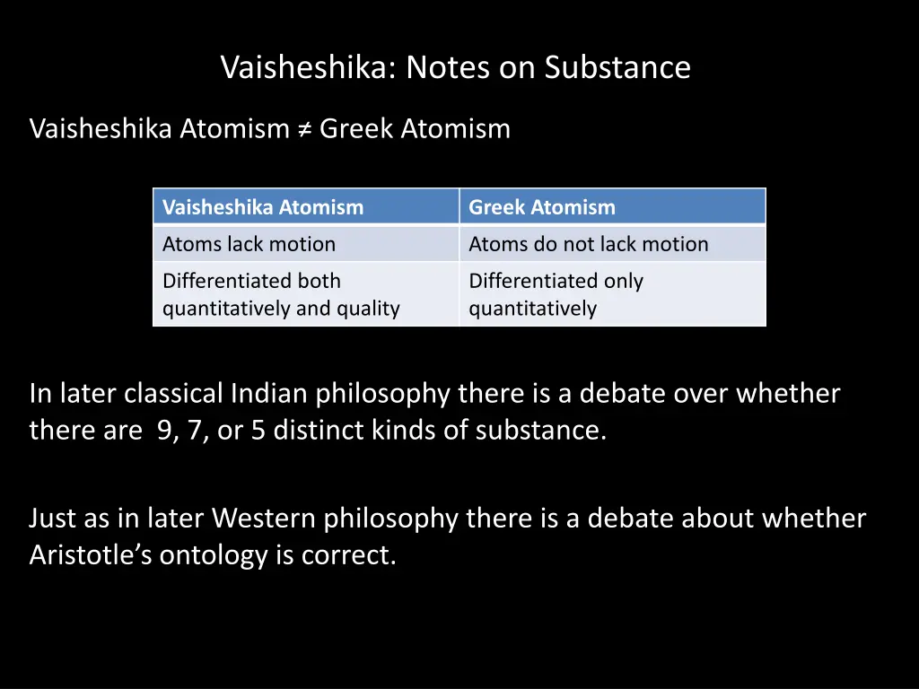vaisheshika notes on substance