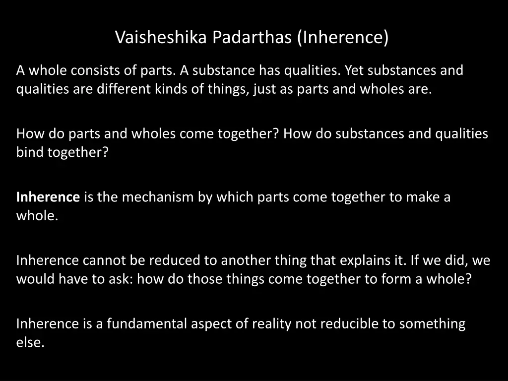 vaisheshika padarthas inherence