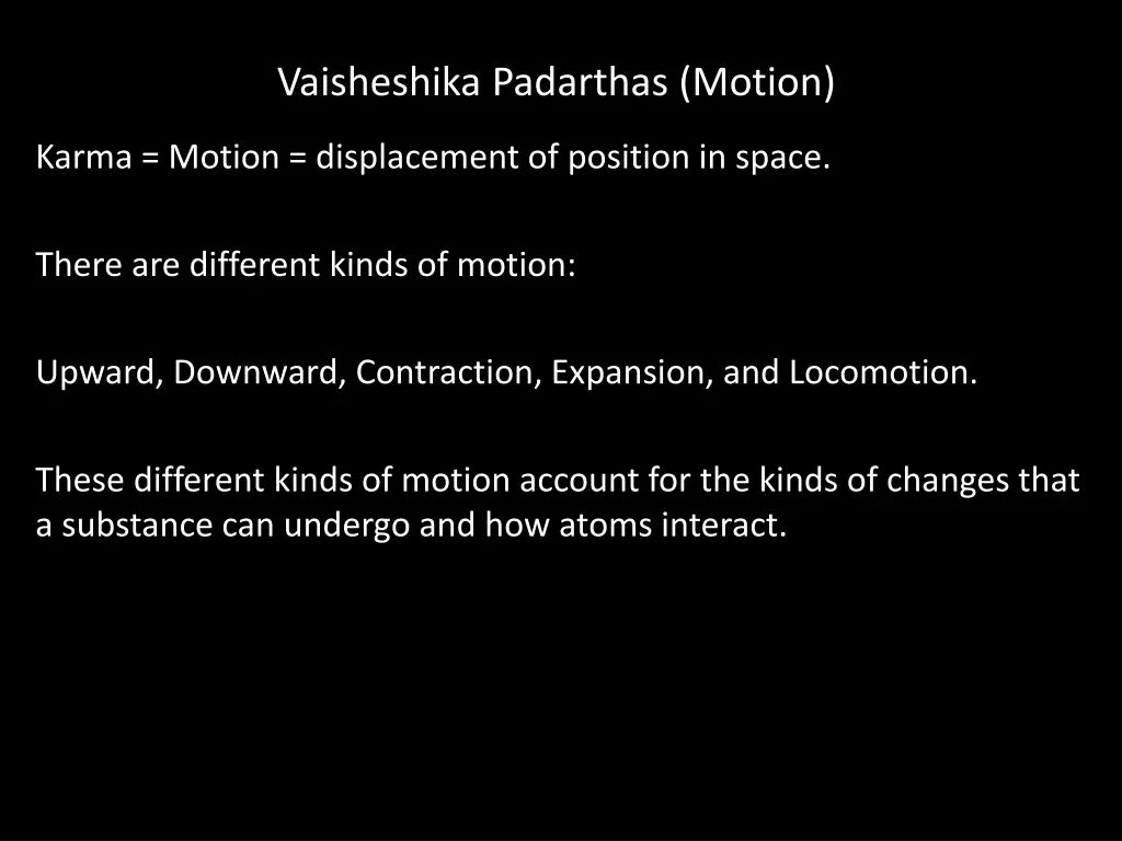vaisheshika padarthas motion