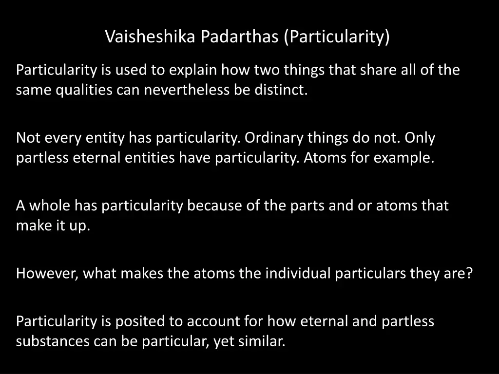 vaisheshika padarthas particularity