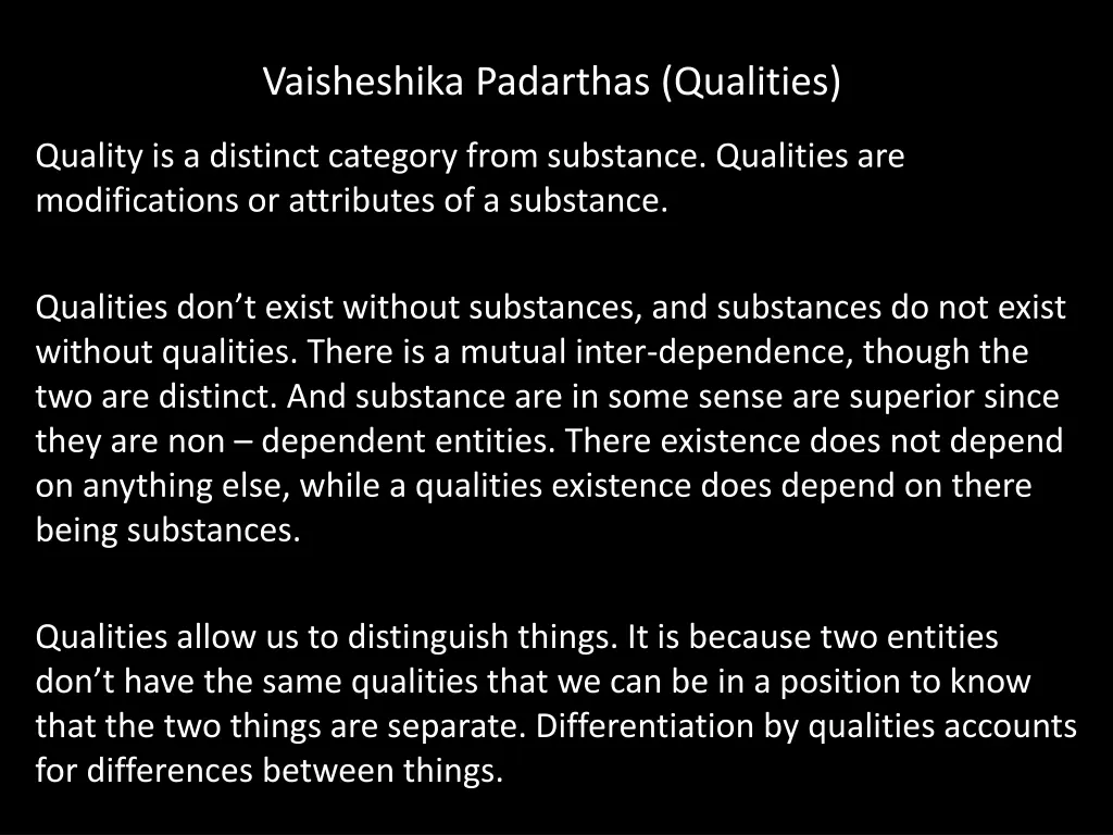 vaisheshika padarthas qualities