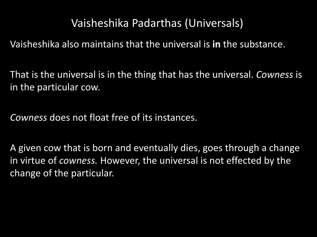 vaisheshika padarthas universals 1