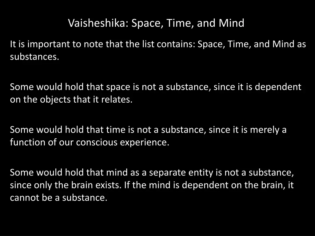 vaisheshika space time and mind