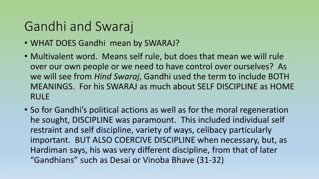 gandhi and swaraj what does gandhi mean by swaraj