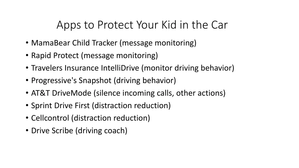 apps to protect your kid in the car