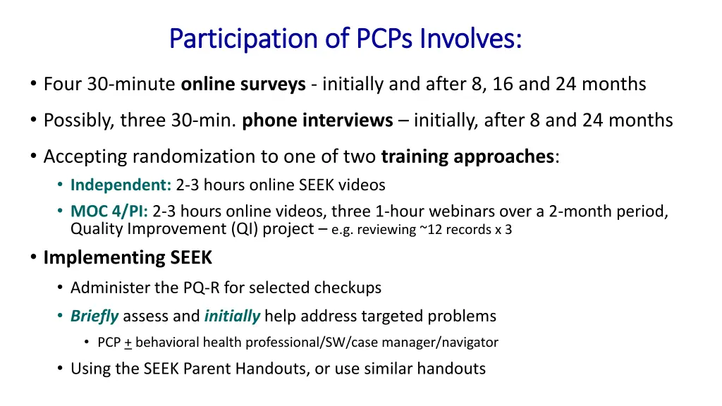 participation of pcps involves participation