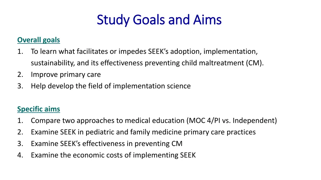 study goals and aims study goals and aims