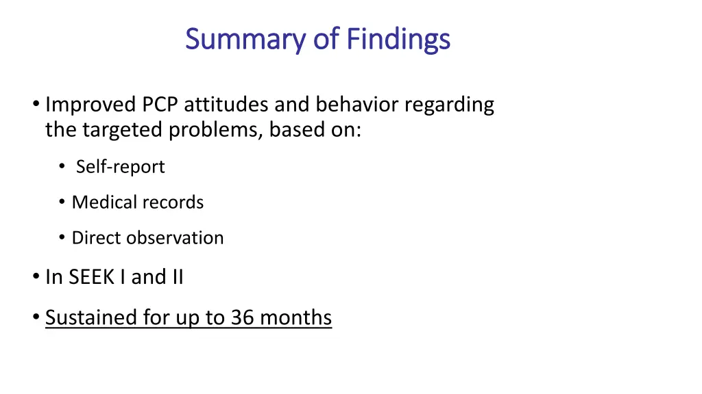 summary of findings summary of findings