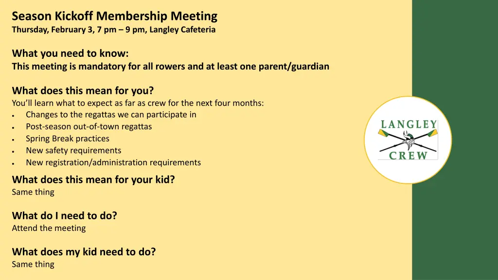 season kickoff membership meeting thursday