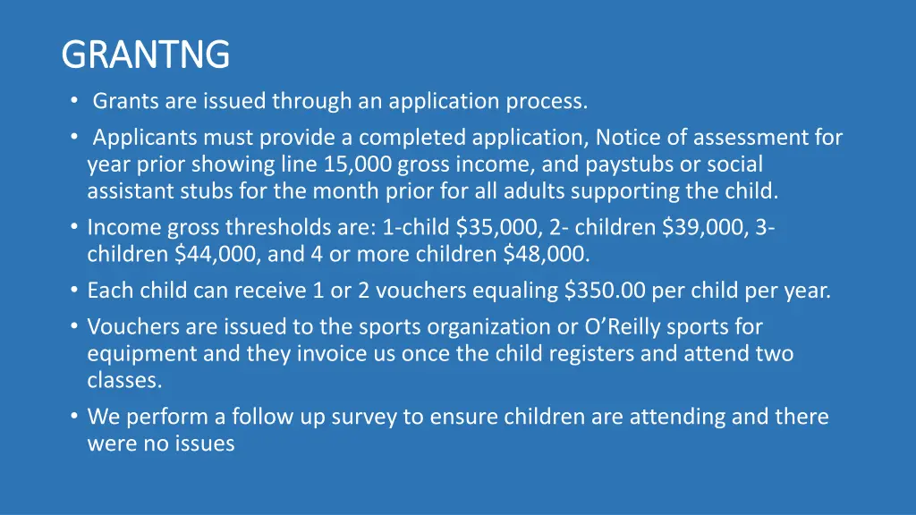grantng grantng grants are issued through
