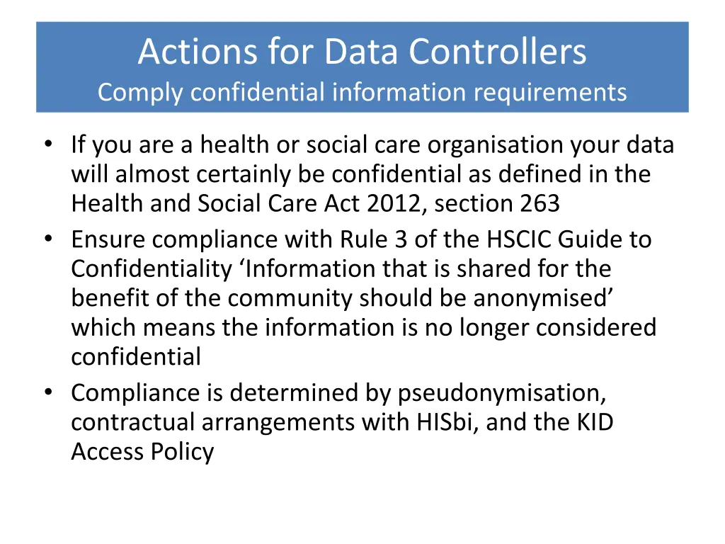 actions for data controllers comply confidential