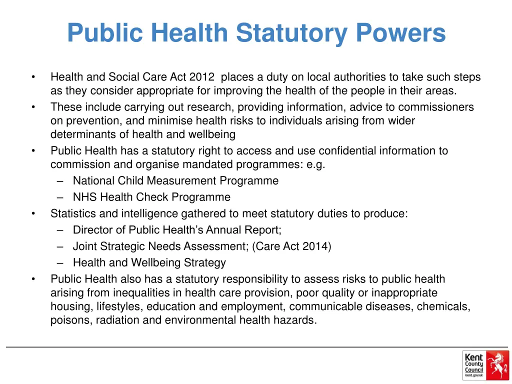 public health statutory powers