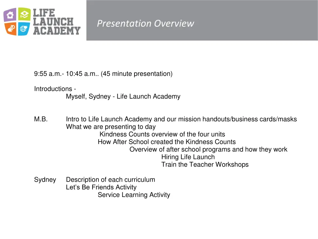 presentation overview