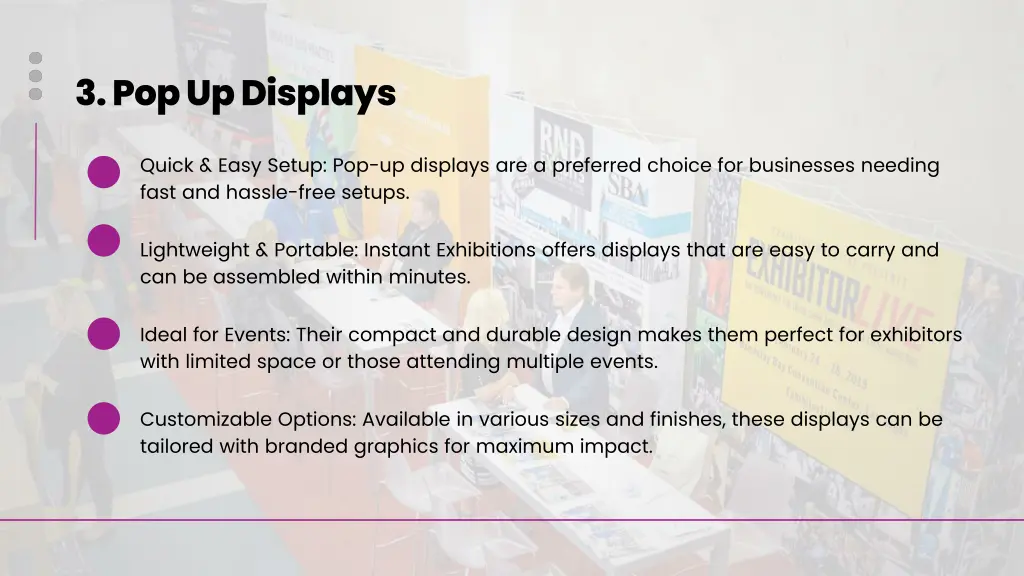 3 pop up displays