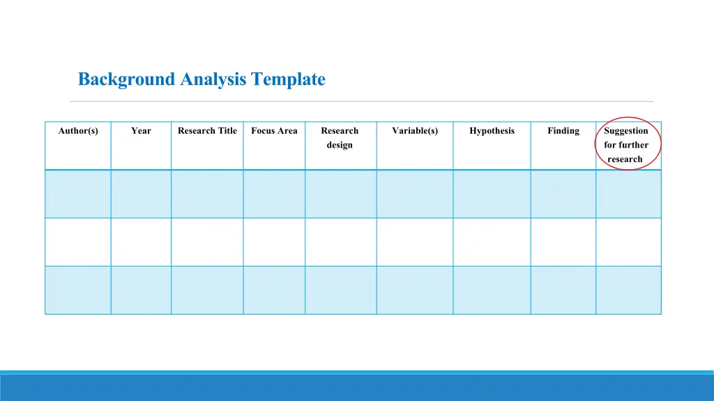 background analysis template