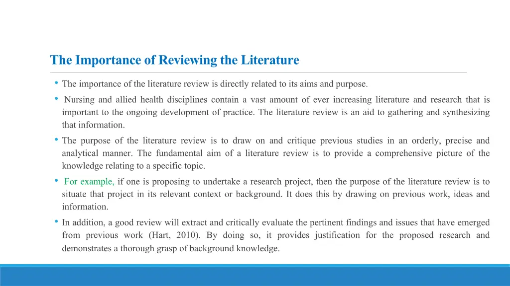 the importance of reviewing the literature