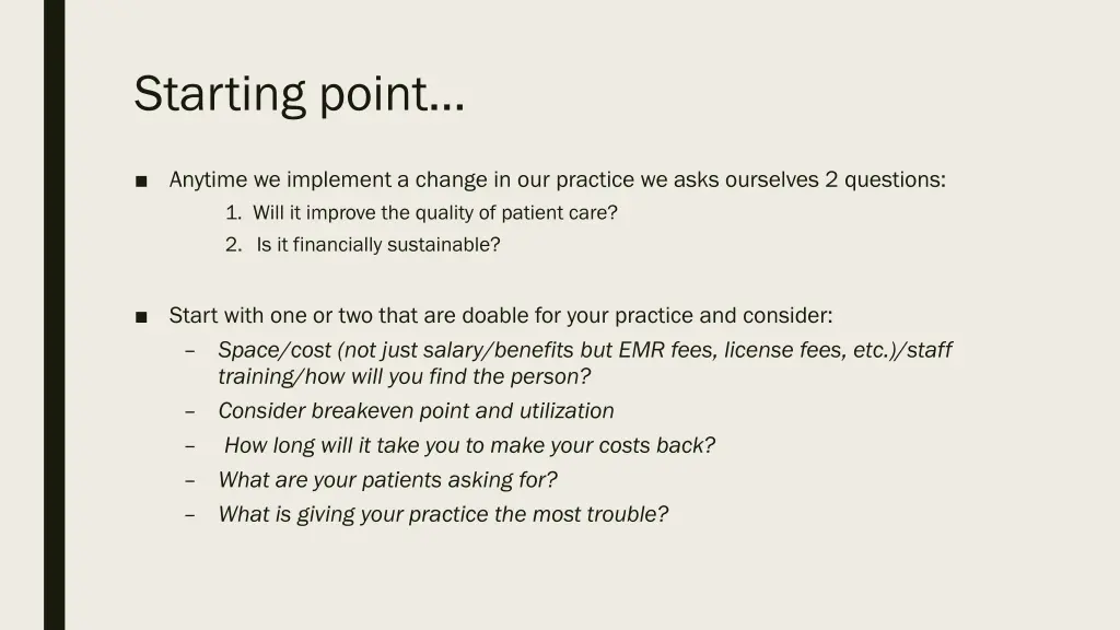 starting point