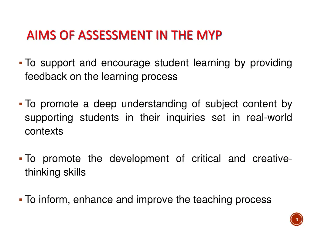 aims of assessment in the myp