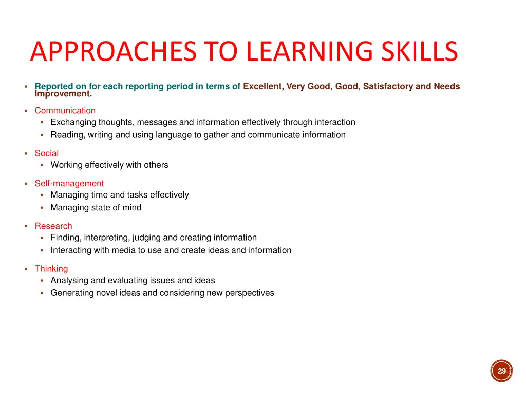 approaches to learning skills