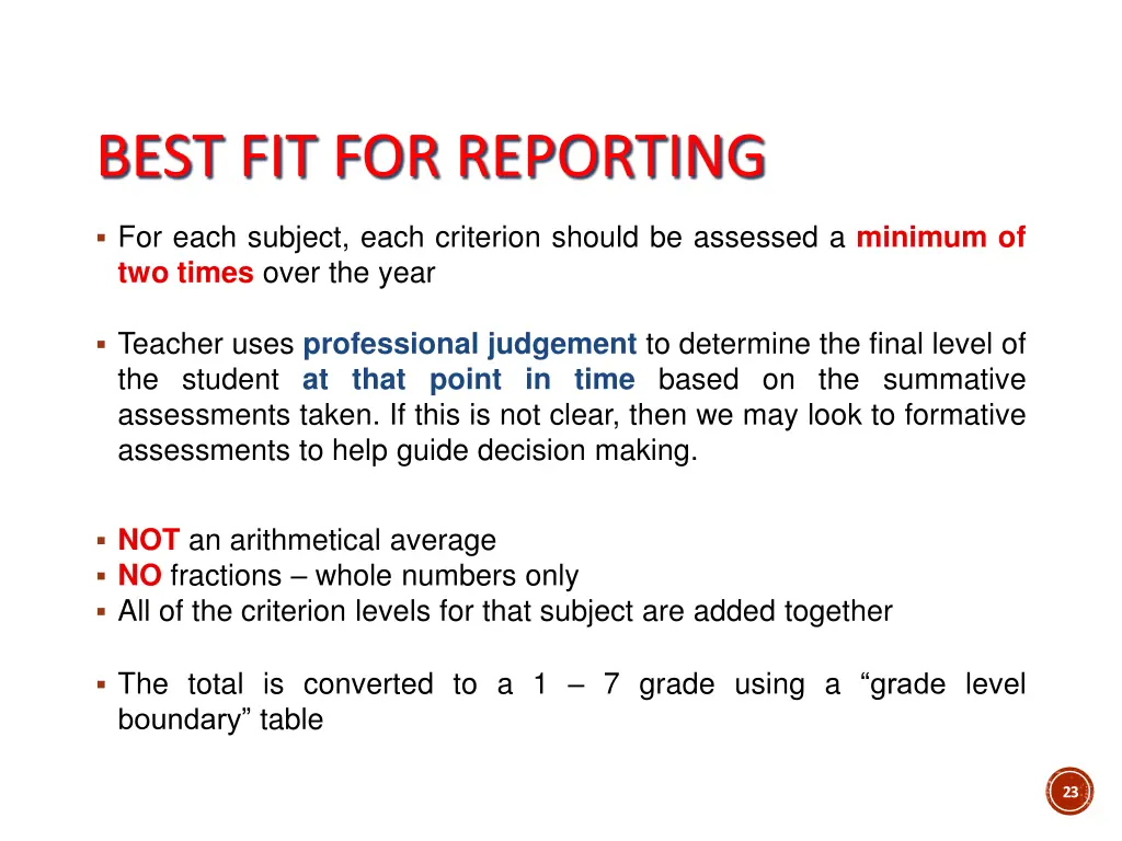 best fit for reporting