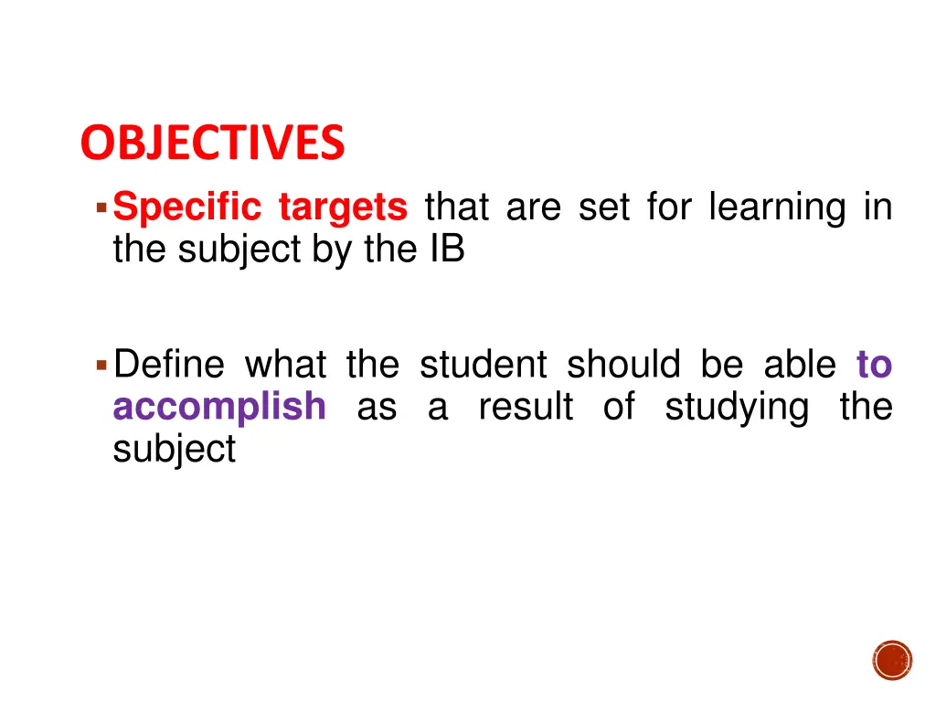 objectives specific targets that