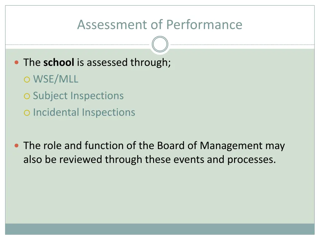 assessment of performance