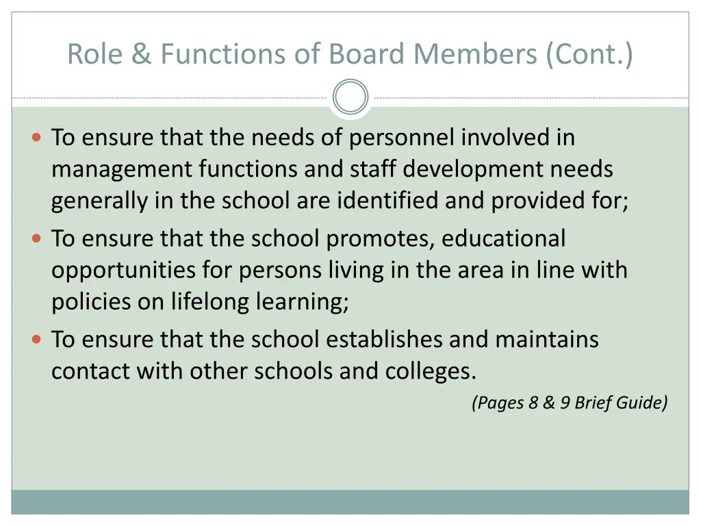 role functions of board members cont 2