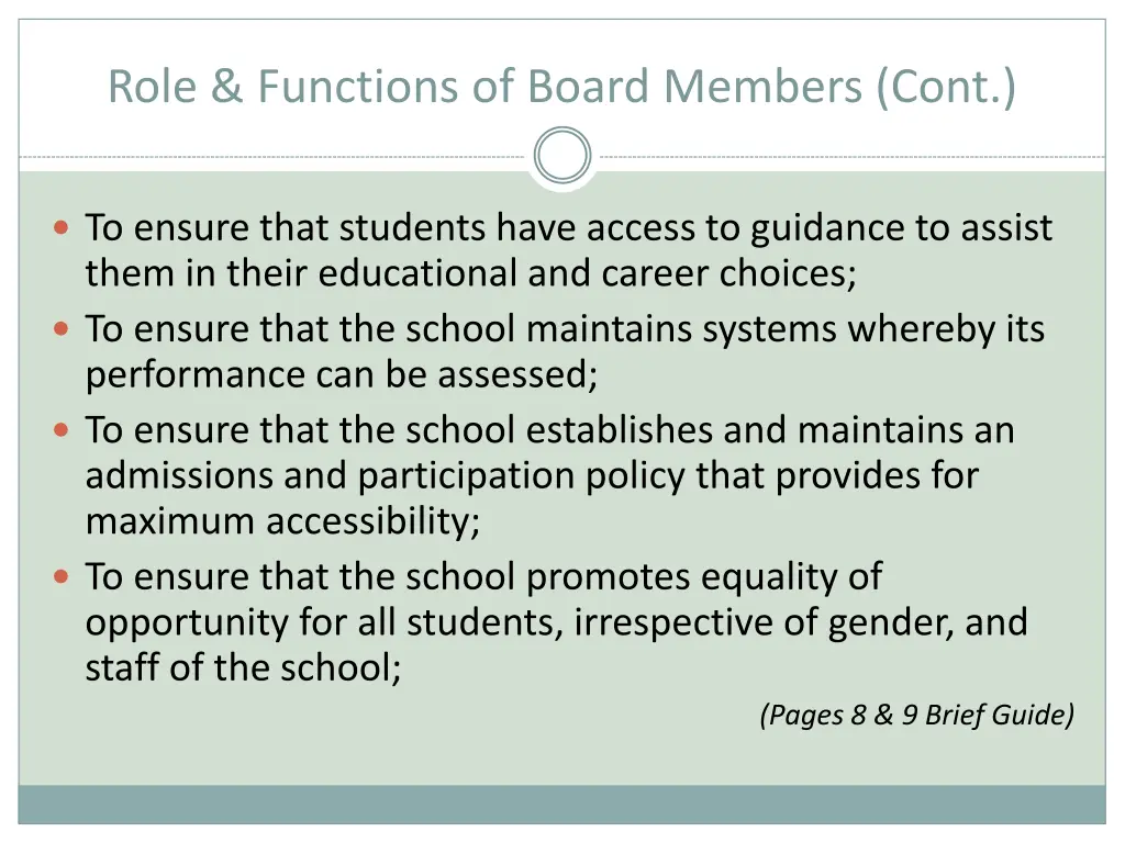 role functions of board members cont