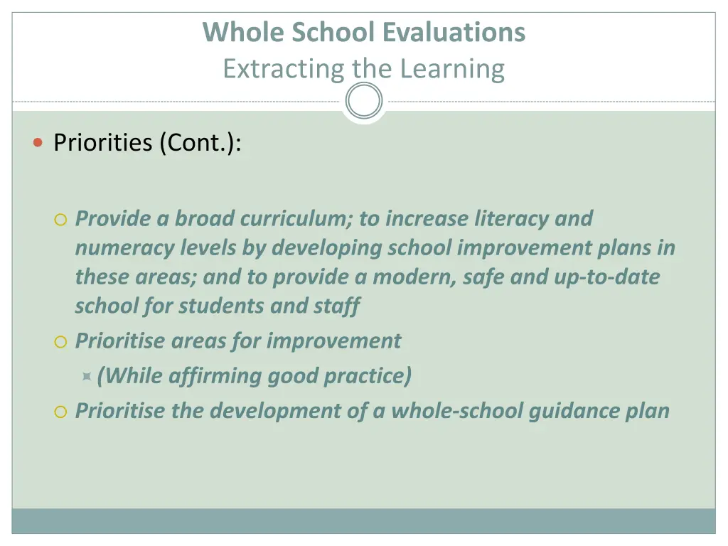 whole school evaluations extracting the learning 1