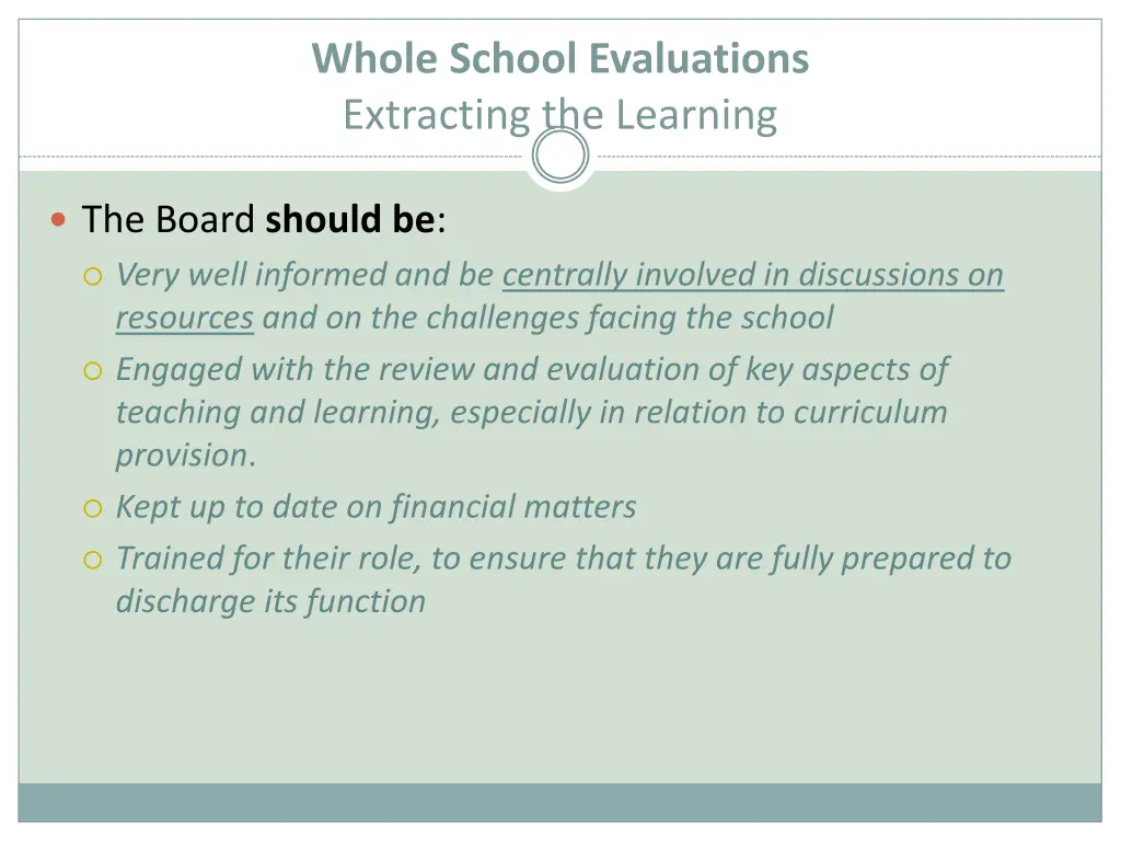 whole school evaluations extracting the learning 2