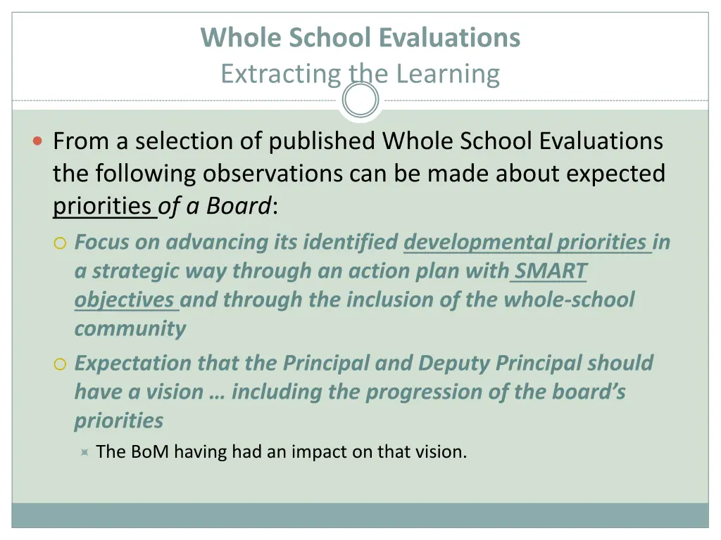 whole school evaluations extracting the learning