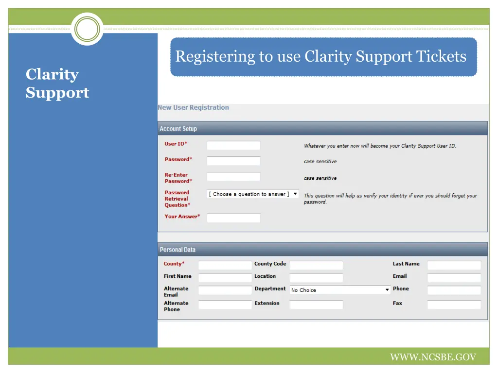 registering to use clarity support tickets