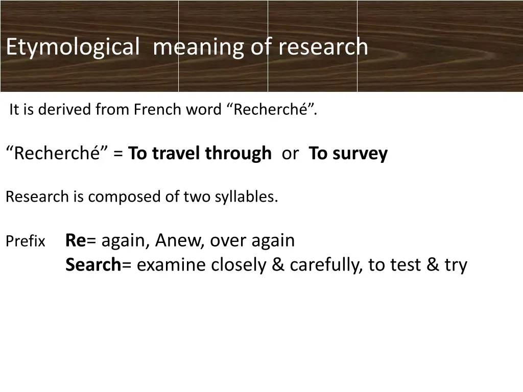 etymological meaning of research