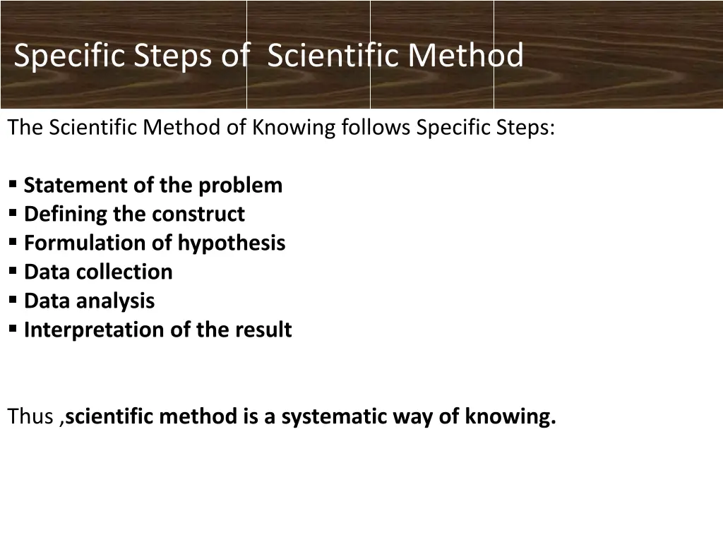 specific steps of scientific method