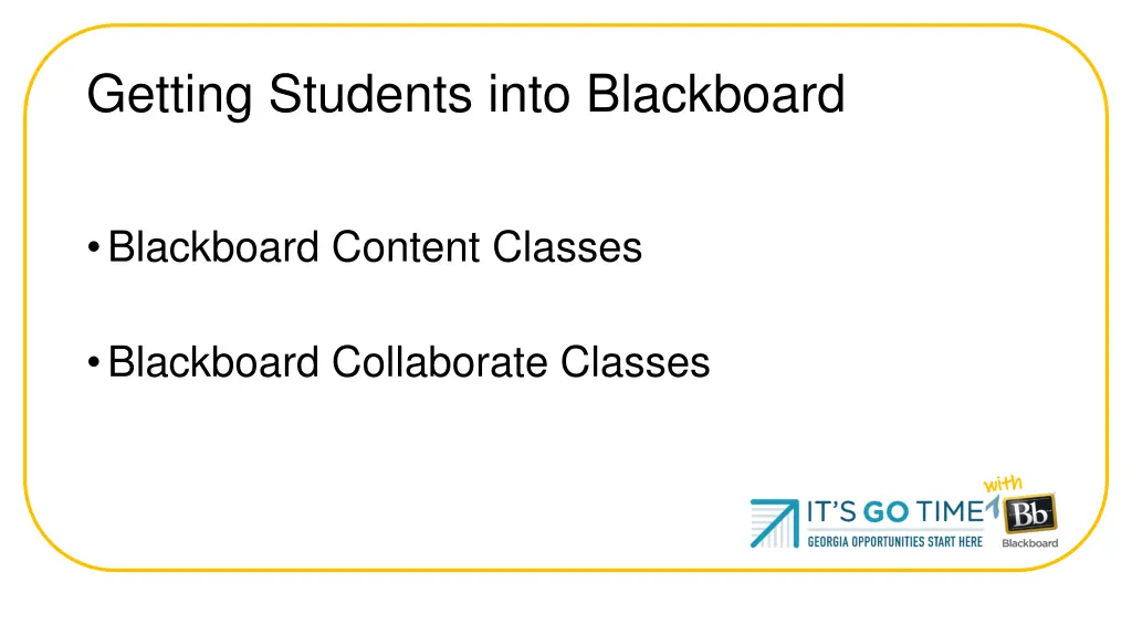 getting students into blackboard
