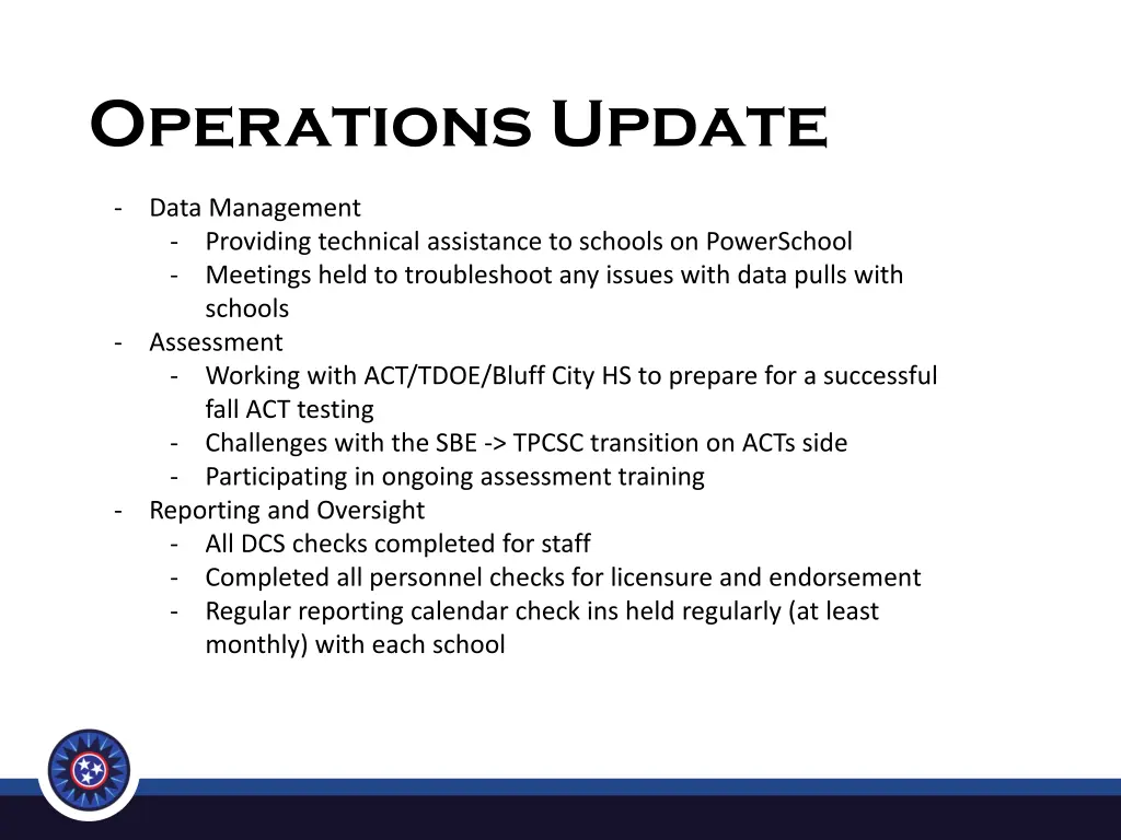 operations update 2