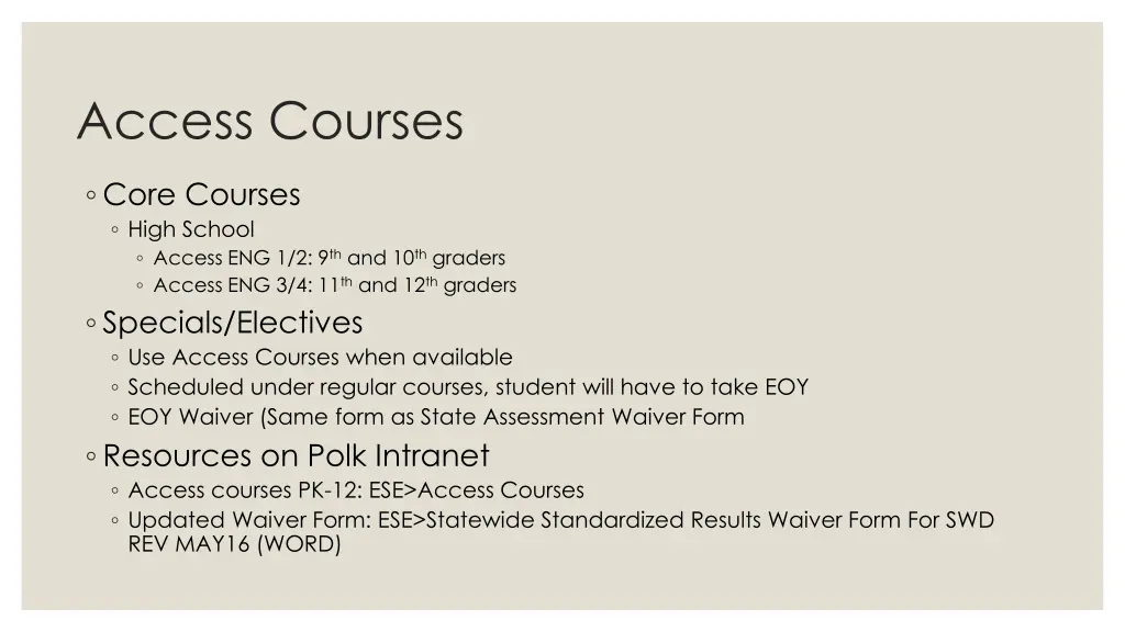access courses