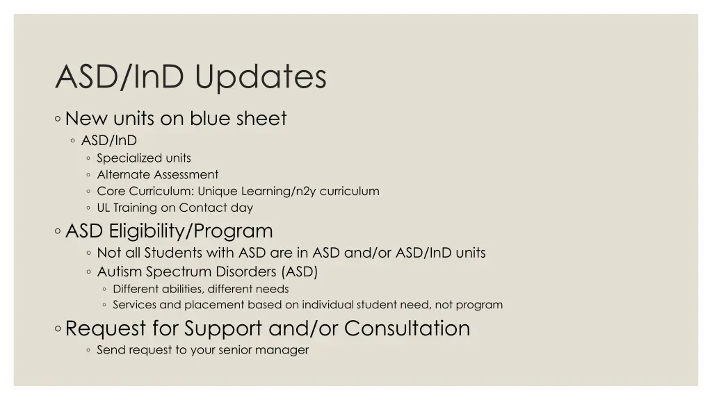 asd ind updates