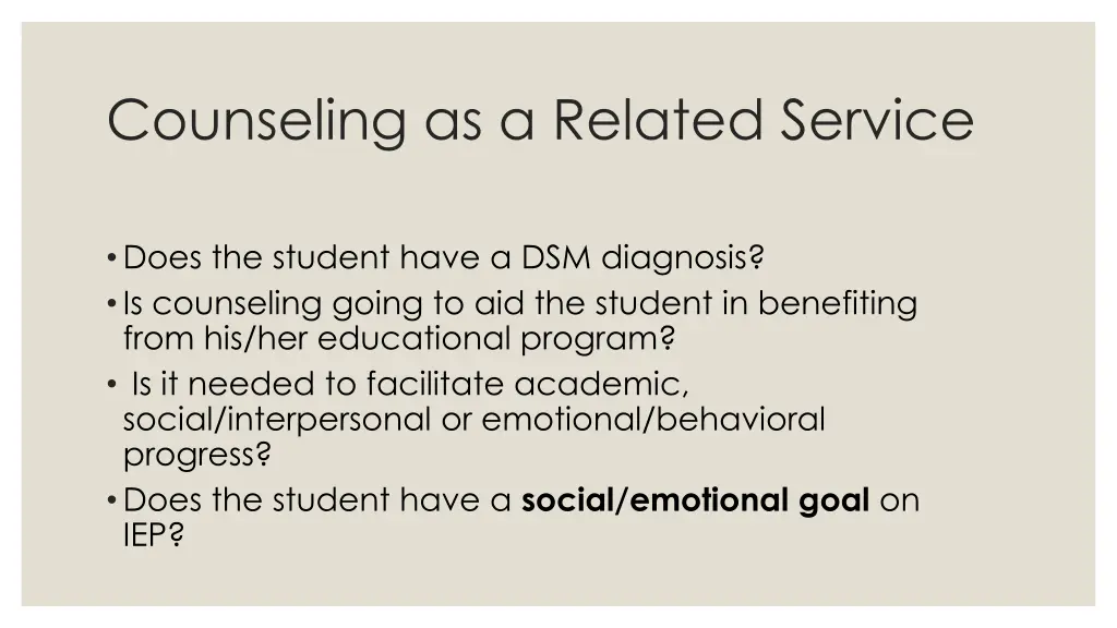 counseling as a related service