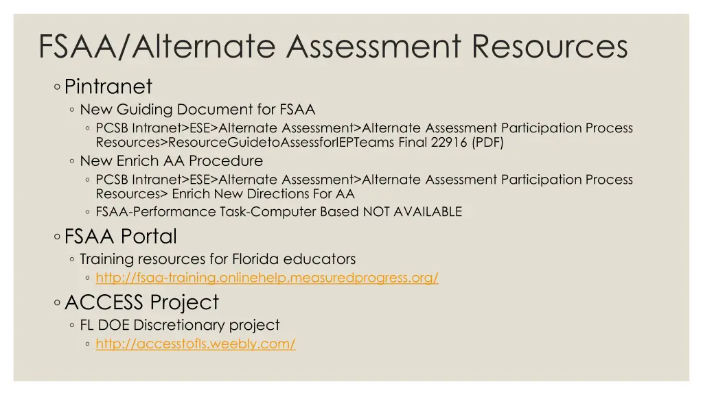 fsaa alternate assessment resources pintranet