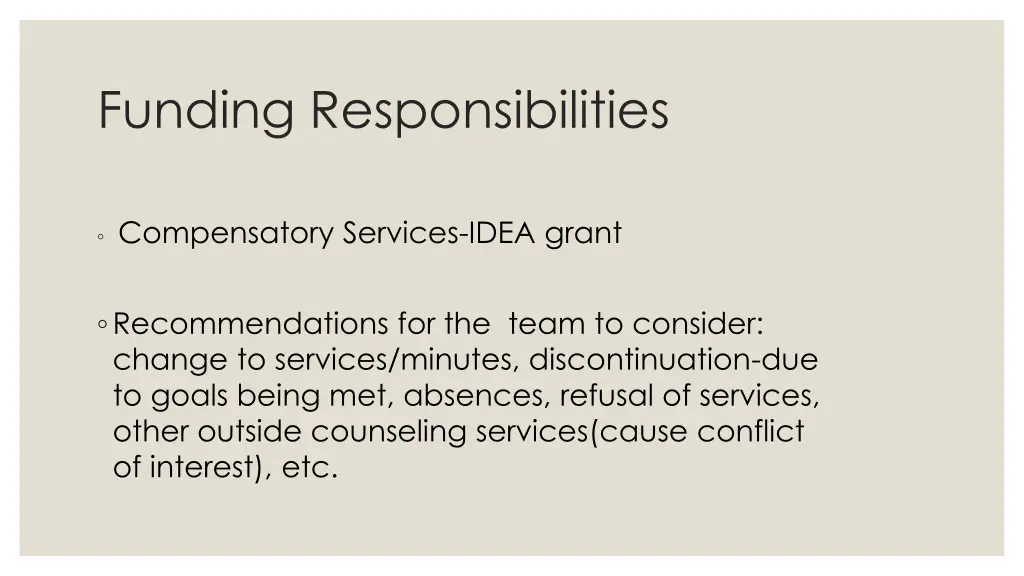 funding responsibilities