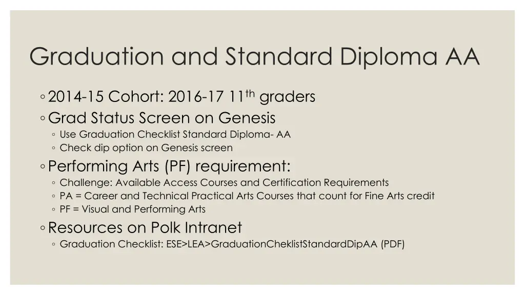 graduation and standard diploma aa