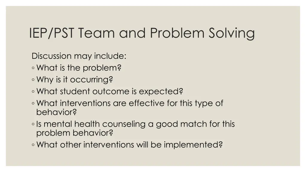 iep pst team and problem solving