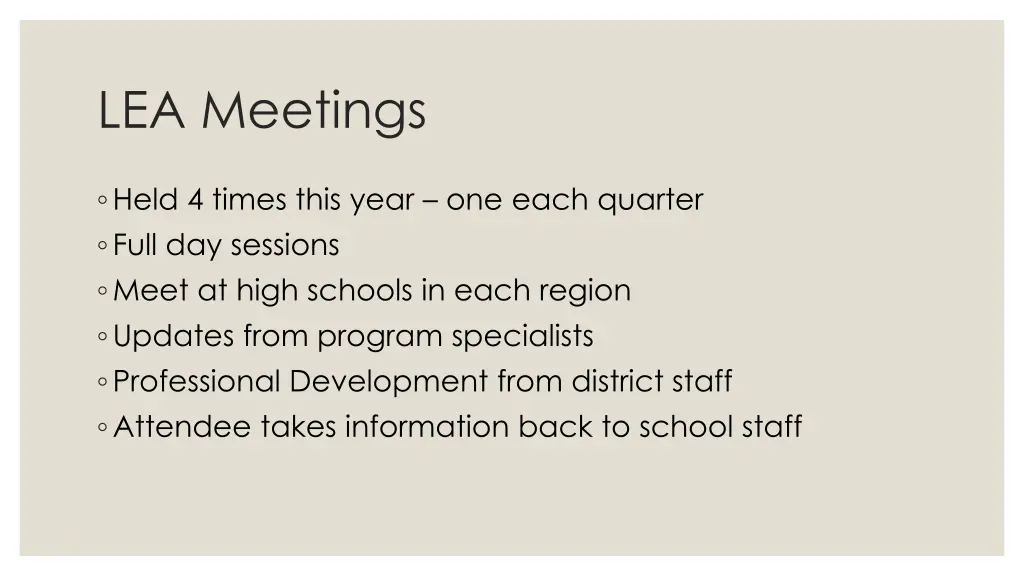 lea meetings