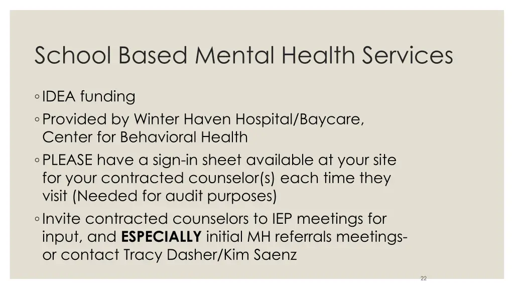 school based mental health services