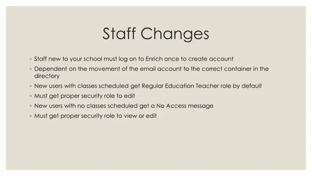 staff changes