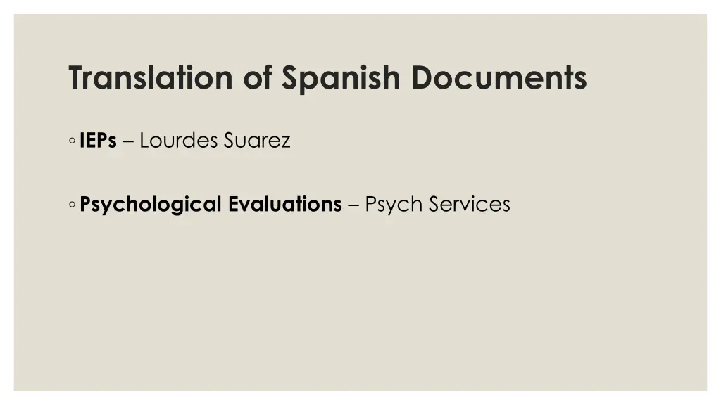 translation of spanish documents