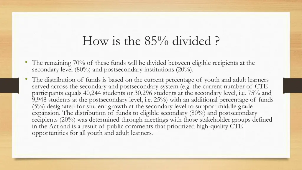 how is the 85 divided 2