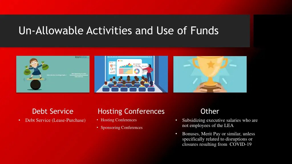 un allowable activities and use of funds